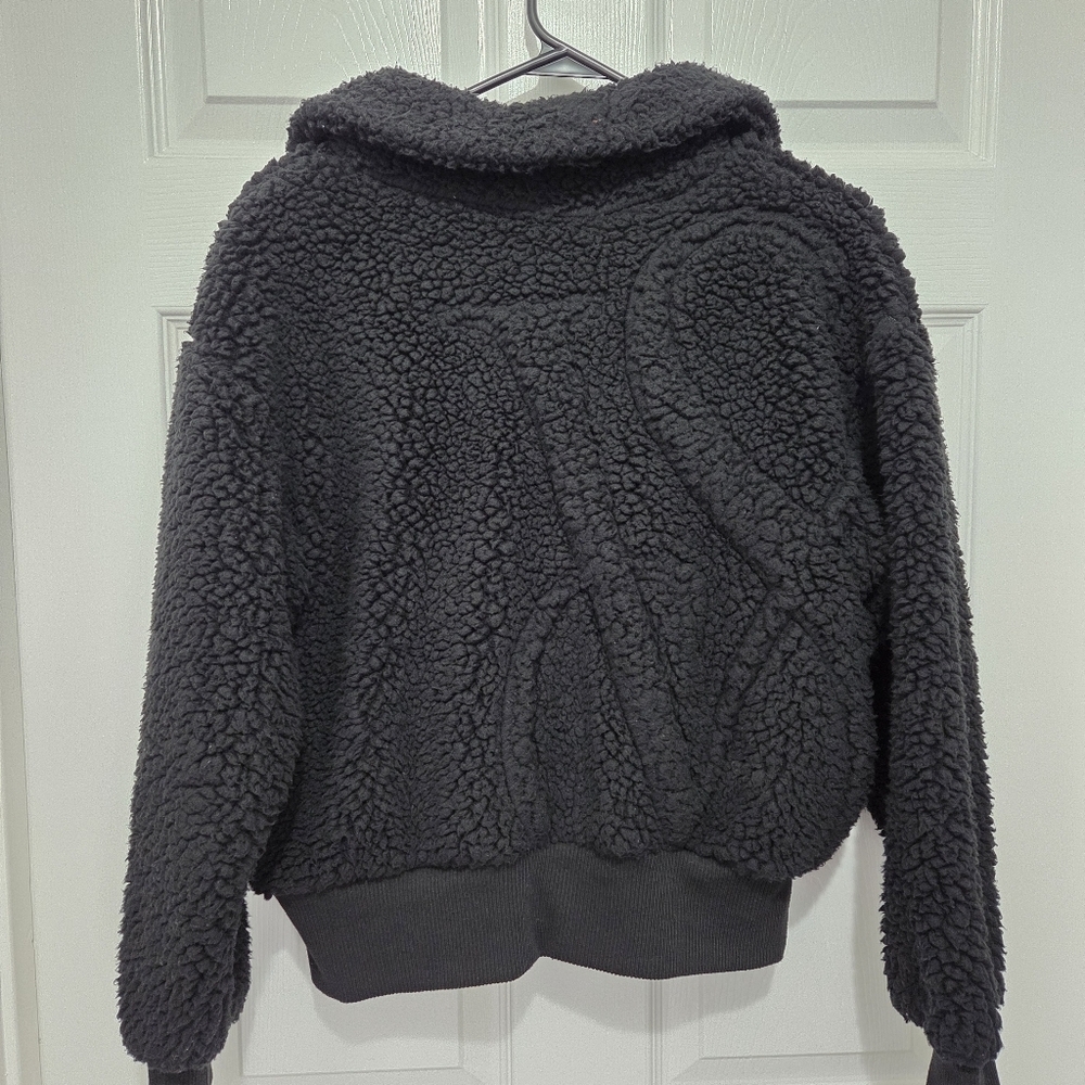 Victoria's Secret Black Sherpa Full Zip Bomber Jacket Size Small Winter Fall - Picture 5 of 12